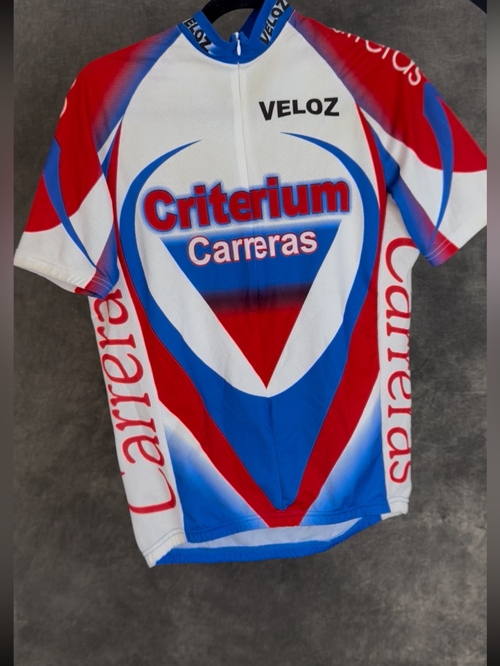 Men’s Veloz Criterium Carreras Cycling Jersey Size M Red Blue White